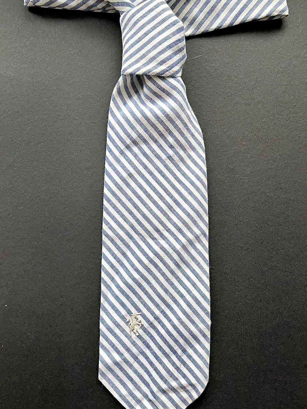 Vintage Burberry Striped Blue & White Tie - Preppy Americana Timeless Workwear